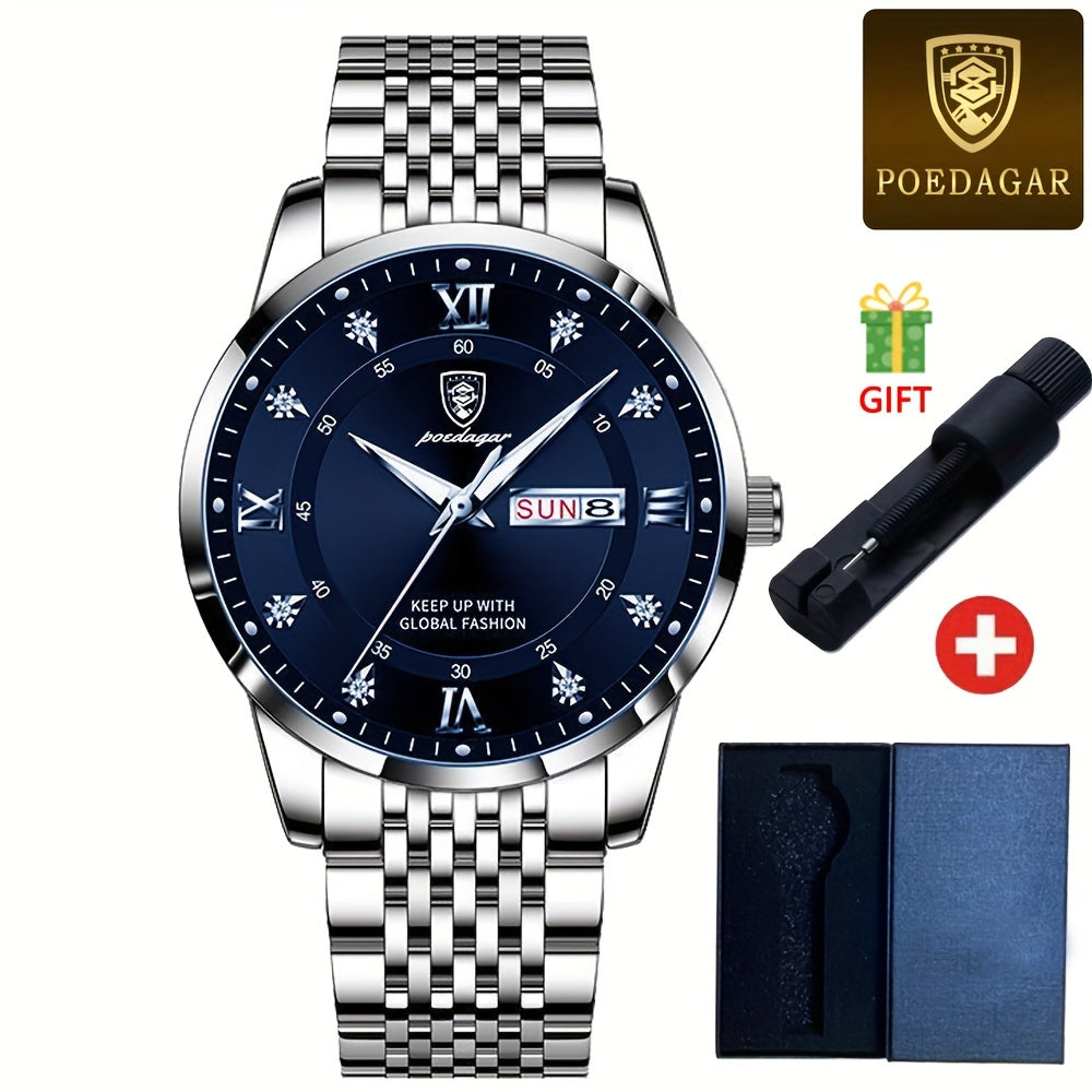 Men's Waterproof Luminous Quartz Chronograph Wristwatch for Business and Sports