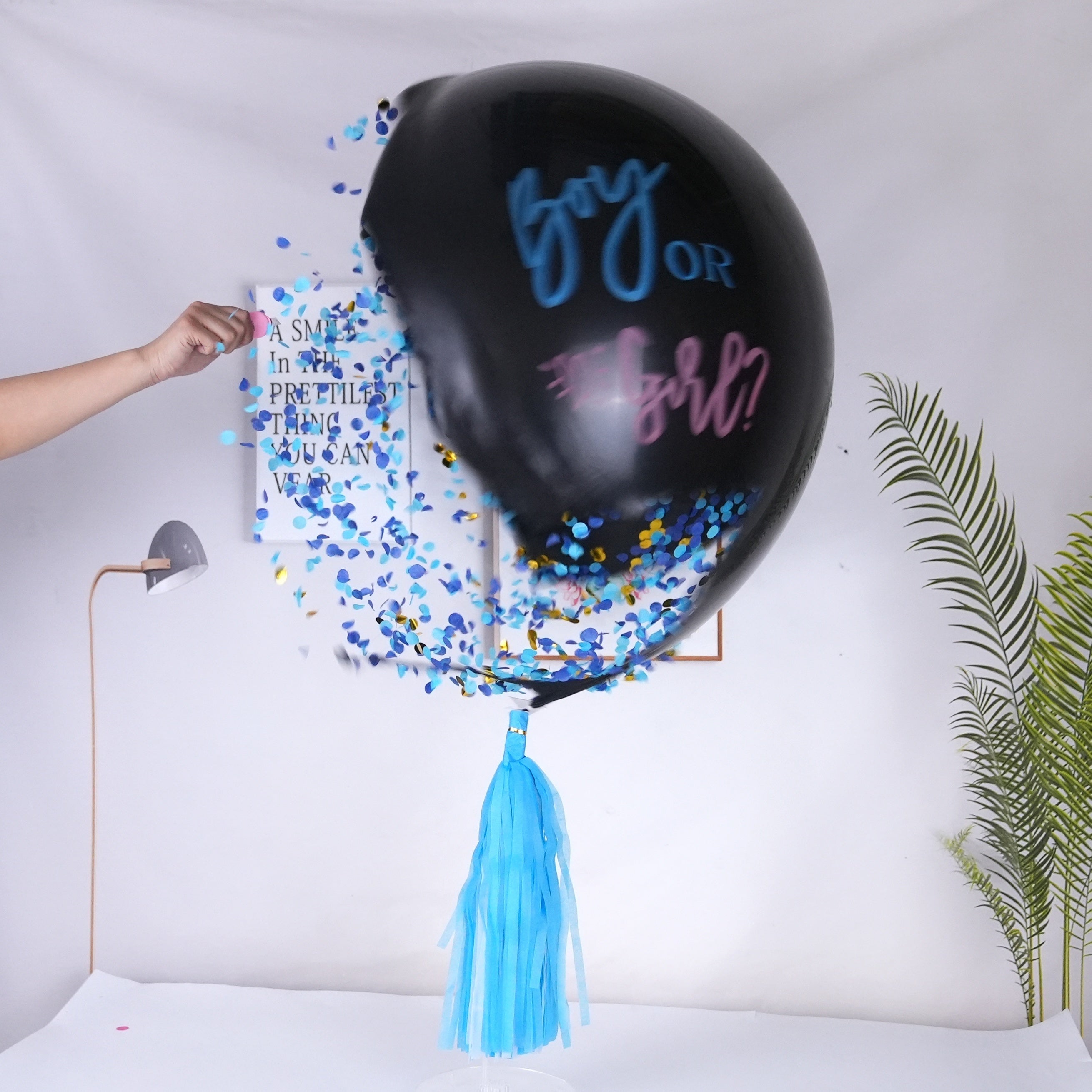 36-Inch Gender Reveal Balloon with Confetti for Kids Parties and Birthdays