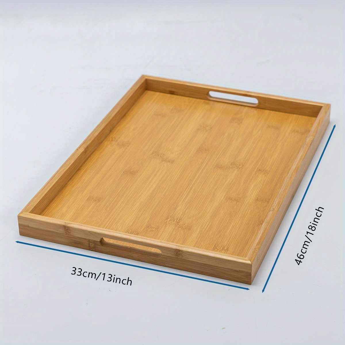 Bamboo Serving Tray with Handles for Eating, Working, and Storage