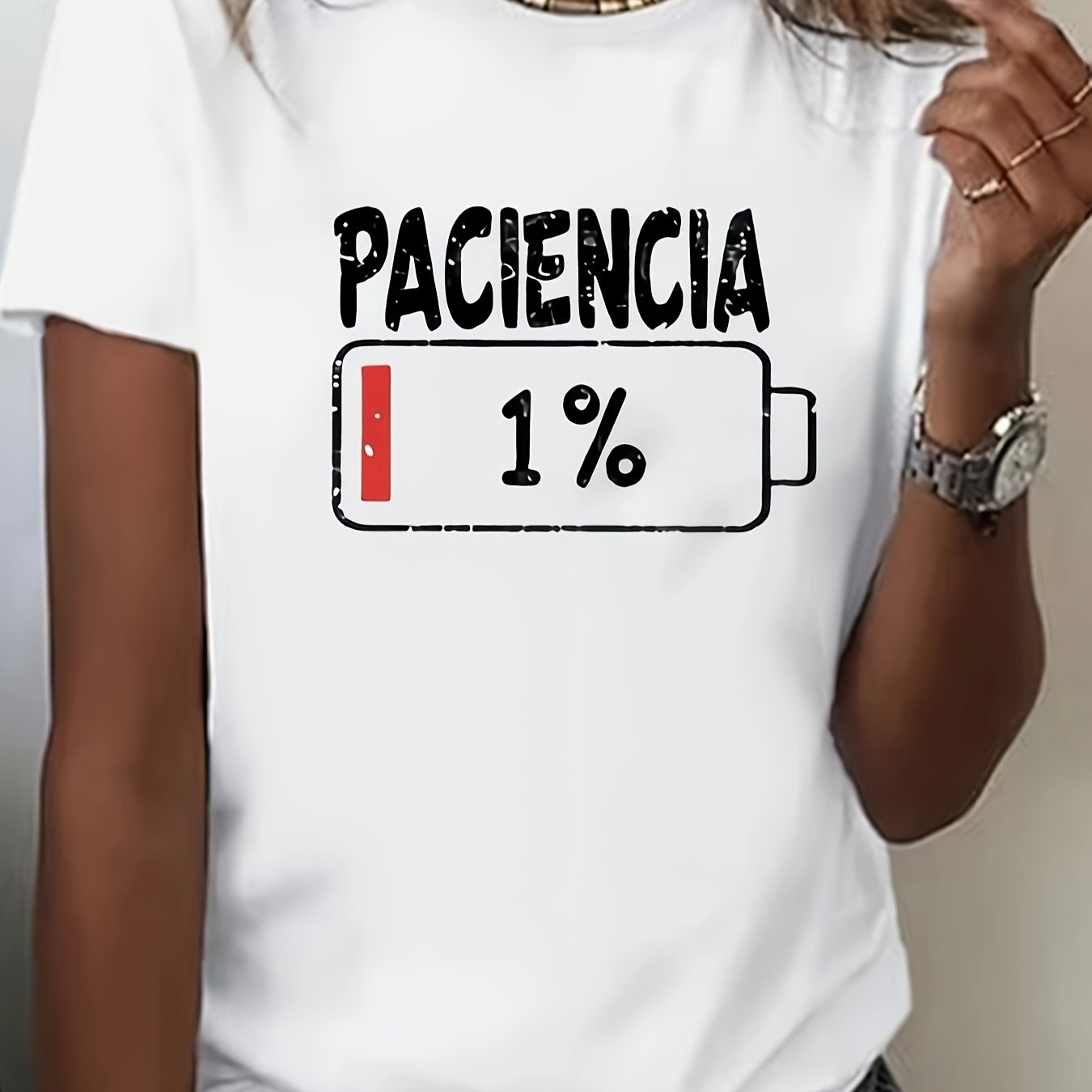 Plus Size Women's Polyester Sports T-Shirt Short Sleeve Alphabet Print