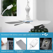 USB Ceiling Fan for Camping Dorms Tents Silent Portable 6-Leaf