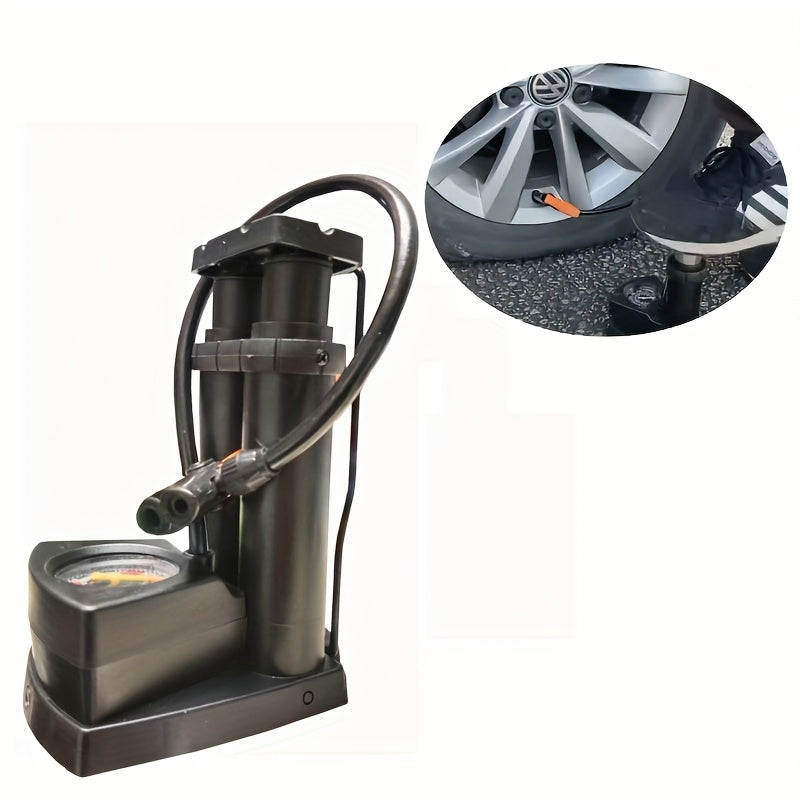 High-Pressure Portable Air Pump Black with Pressure Gauge for Cars Bicycles and Motorcycles