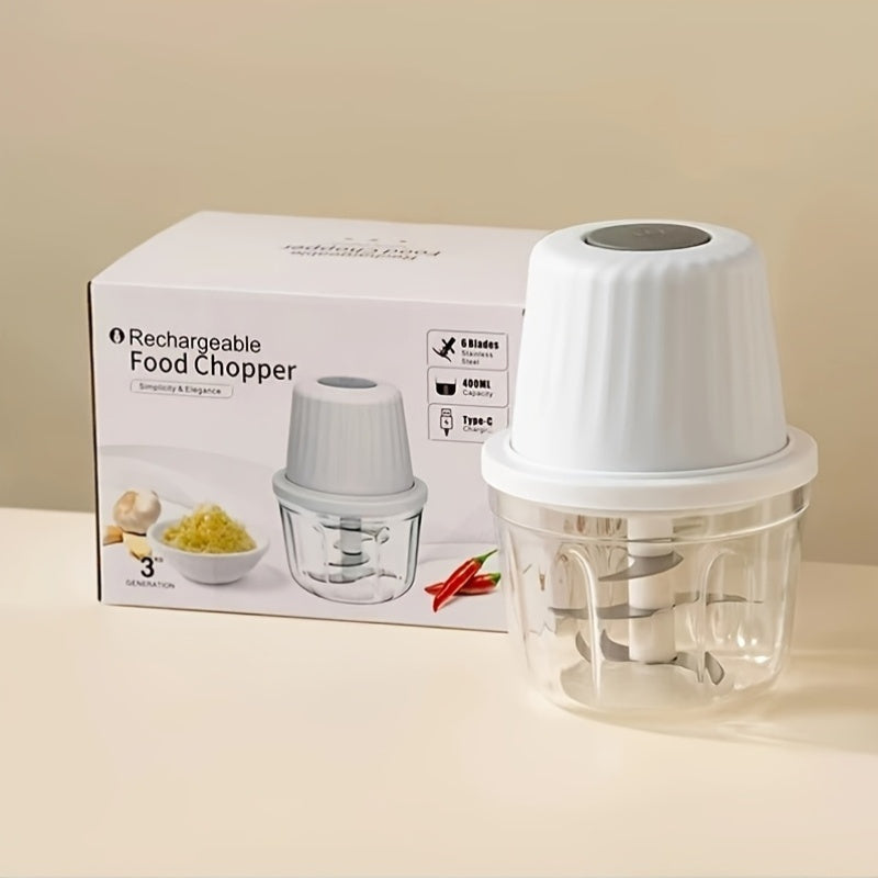 Mini Kitchen Garlic Press Chopper USB Rechargeable Electric Food Processor 3-in-1