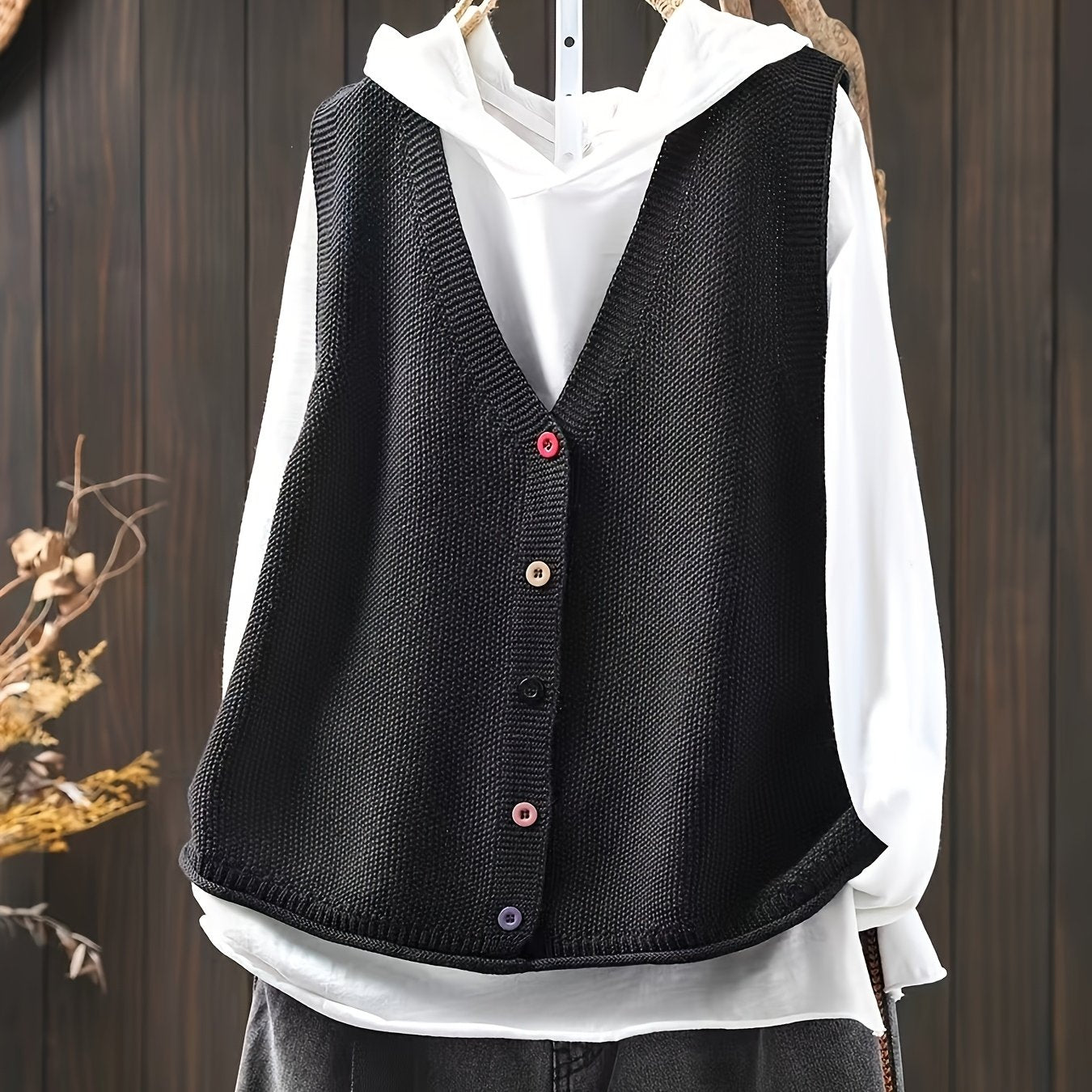 Plus Size Women's V-Neck Sleeveless Cardigan Open Front Lightweight Layering Bottoms