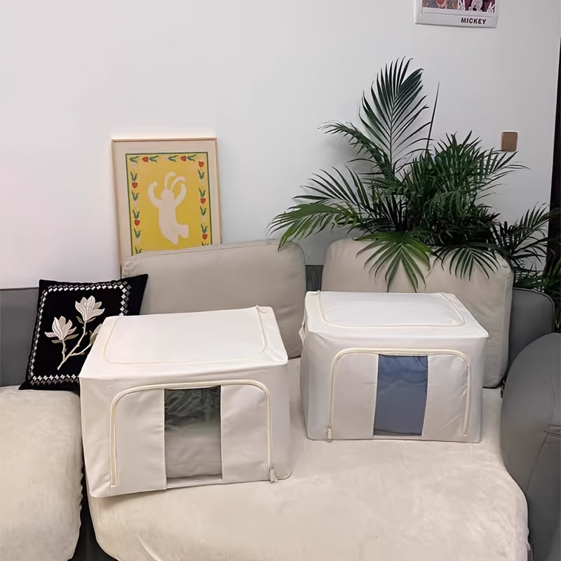 Storage Bins with Metal Frame and Clear Window for Winter and Spring Large Capacity Foldable Stackable Organizer