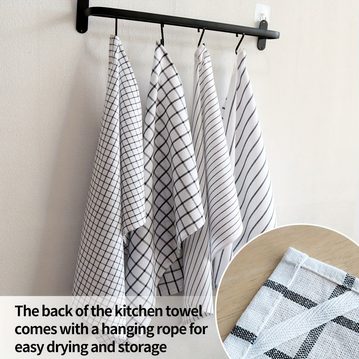 4 ta qora oshxona sochiqchalari to'plami 50x70cm chidamli rangli to'qilgan mato