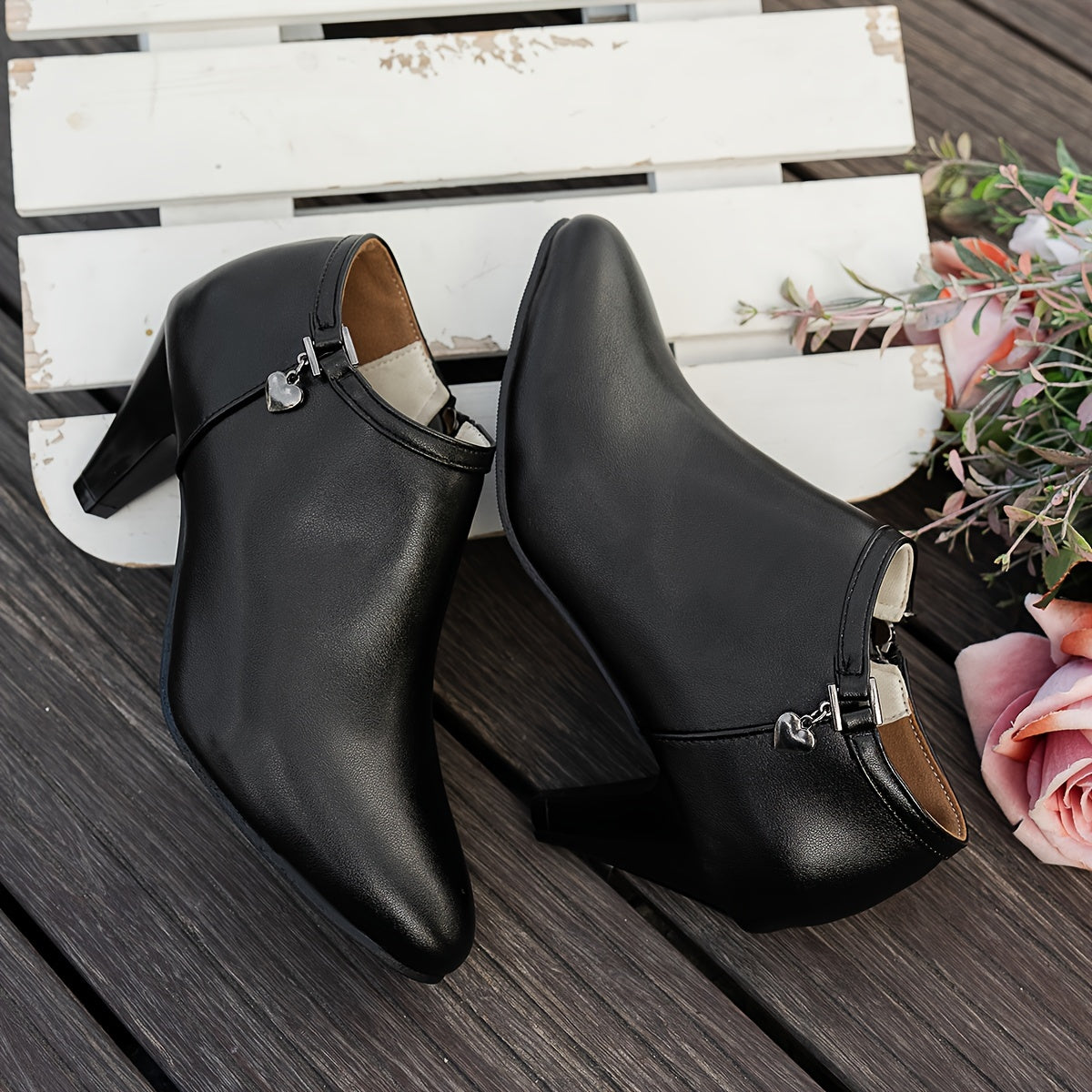 Women's Faux Leather High Heel Ankle Boots Pointed Toe Zipper