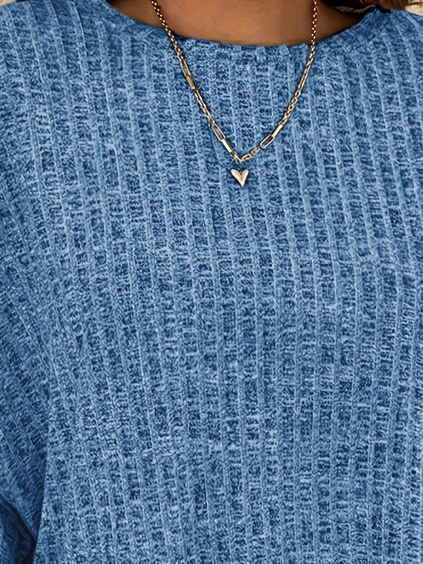 Plus Size Women's Cotton Ribbed Long Sleeve Drop Shoulder T-Shirt