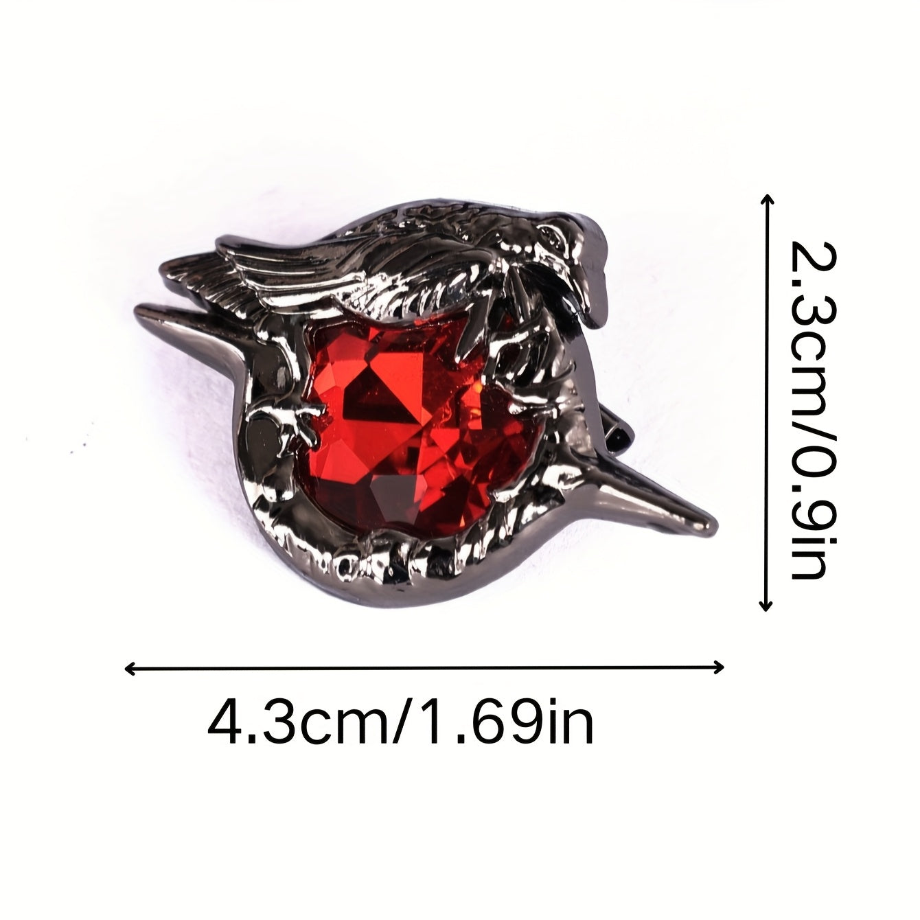 Bayramlar va sovg‘alar uchun Qotik Qarg‘a broshyasi, Qizil Zirconiya tosh bilan