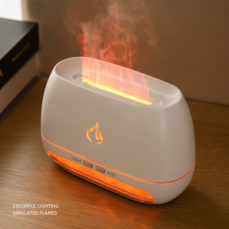 Portable Salt Stone Flame Air Humidifier 200ml USB Rechargeable Nightlight