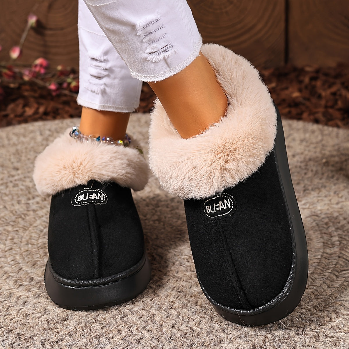 Ayollar uchun mo'ljallangan qalin oyoq kiyimlar, kuz-qish uchun issiq va qulay, qalin tagli, qulay indoor poyabzal