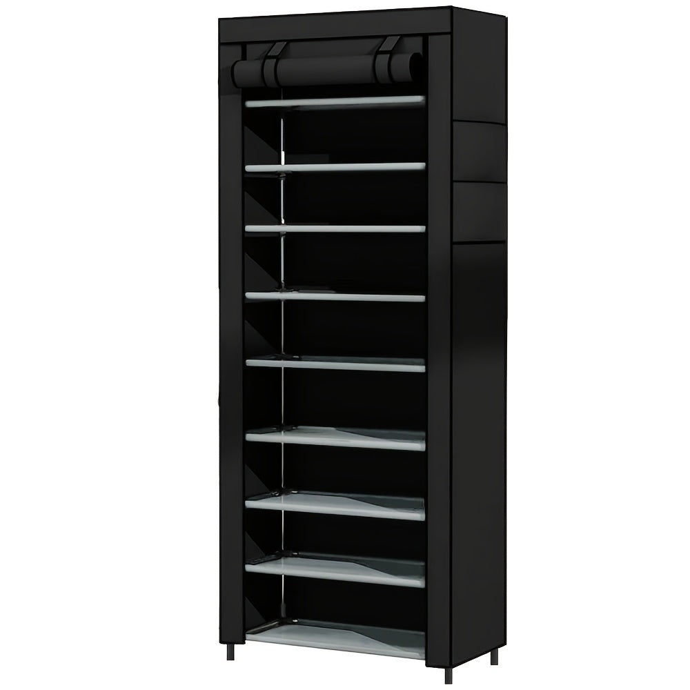 Chang qopqog'i bilan ixcham plastik poyabzal shkafi, to'qilmagan poyabzal tokchasi, oson yig'iladigan, ko'chma, uy, talabalar yotoqxonasi yoki kirish joyi uchun ideal saqlash.