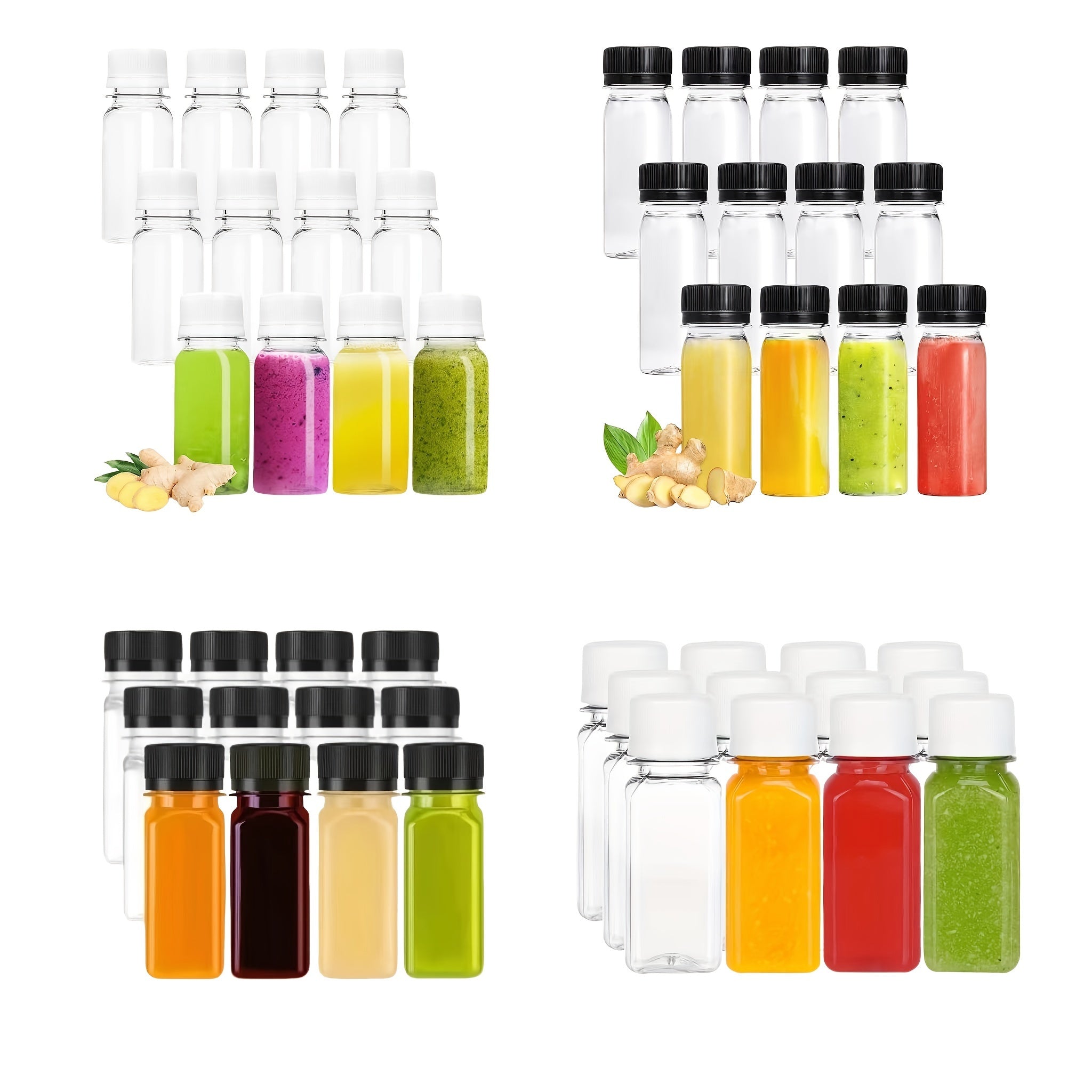 Leakproof 2oz Mini Shot Bottles with Screw Caps Food-Grade Plastic BPA-Free Freezer Safe