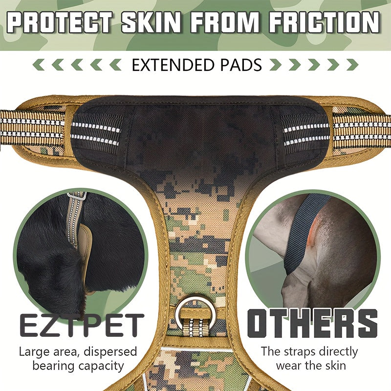 Adjustable Large Dog Harness Reflective Camouflage Polyester Training Control