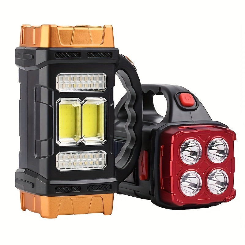 Solar Rechargeable Flashlight Lantern with 1500mAh Battery USB Charging Emergency Light for Camping and Fishing