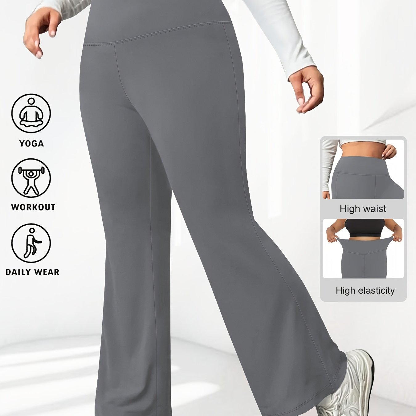 Women's Plus Size High Stretch Flared Leg Sports Pants for Workout and Fitness