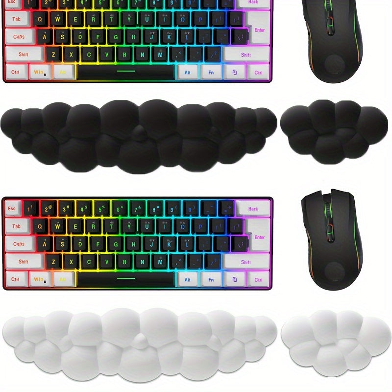 2pcs Memory Foam Wrist Rests with Cloud Design for Keyboard and Gaming