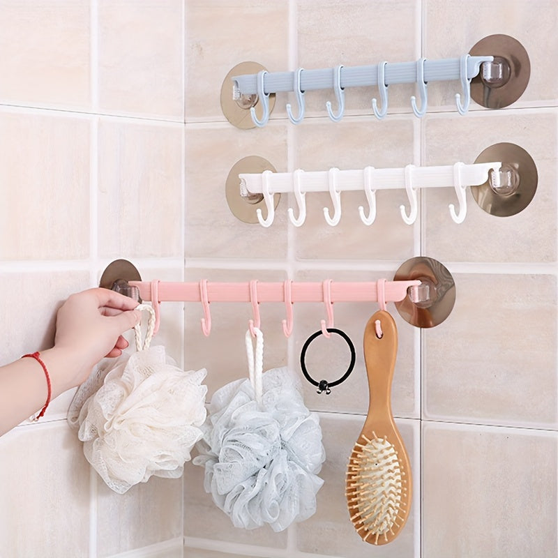 6-Hook Wall Mount Organizer for Kitchen and Bathroom Towels Baskets Bins