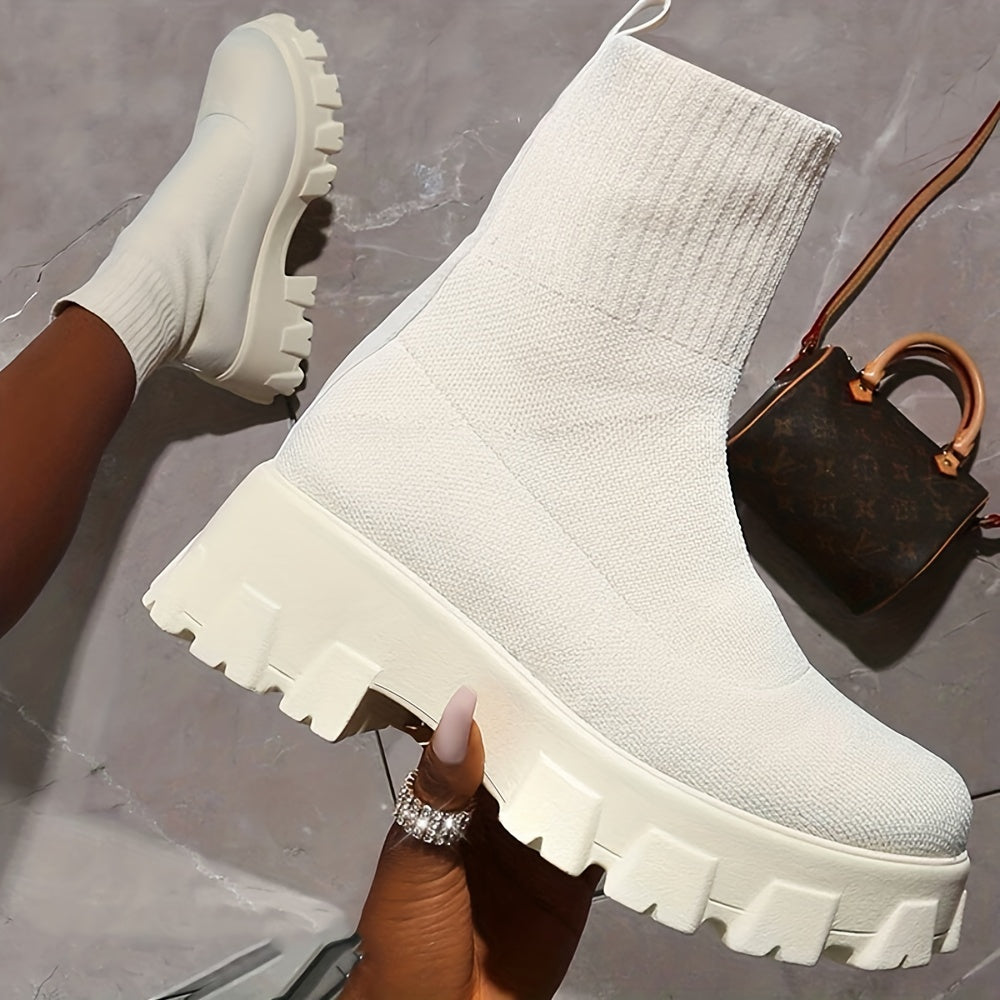 Women's Casual Solid Color Non-Slip Outdoor Boots