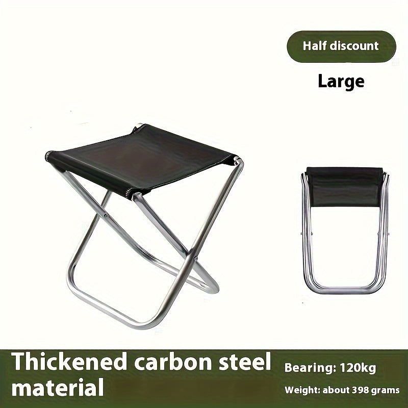 Durable Metal Portable Folding Stool for Camping, Fishing, Travel, Black