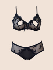 Women's Plus Size Sheer Mesh Lingerie Set with Tie Detail