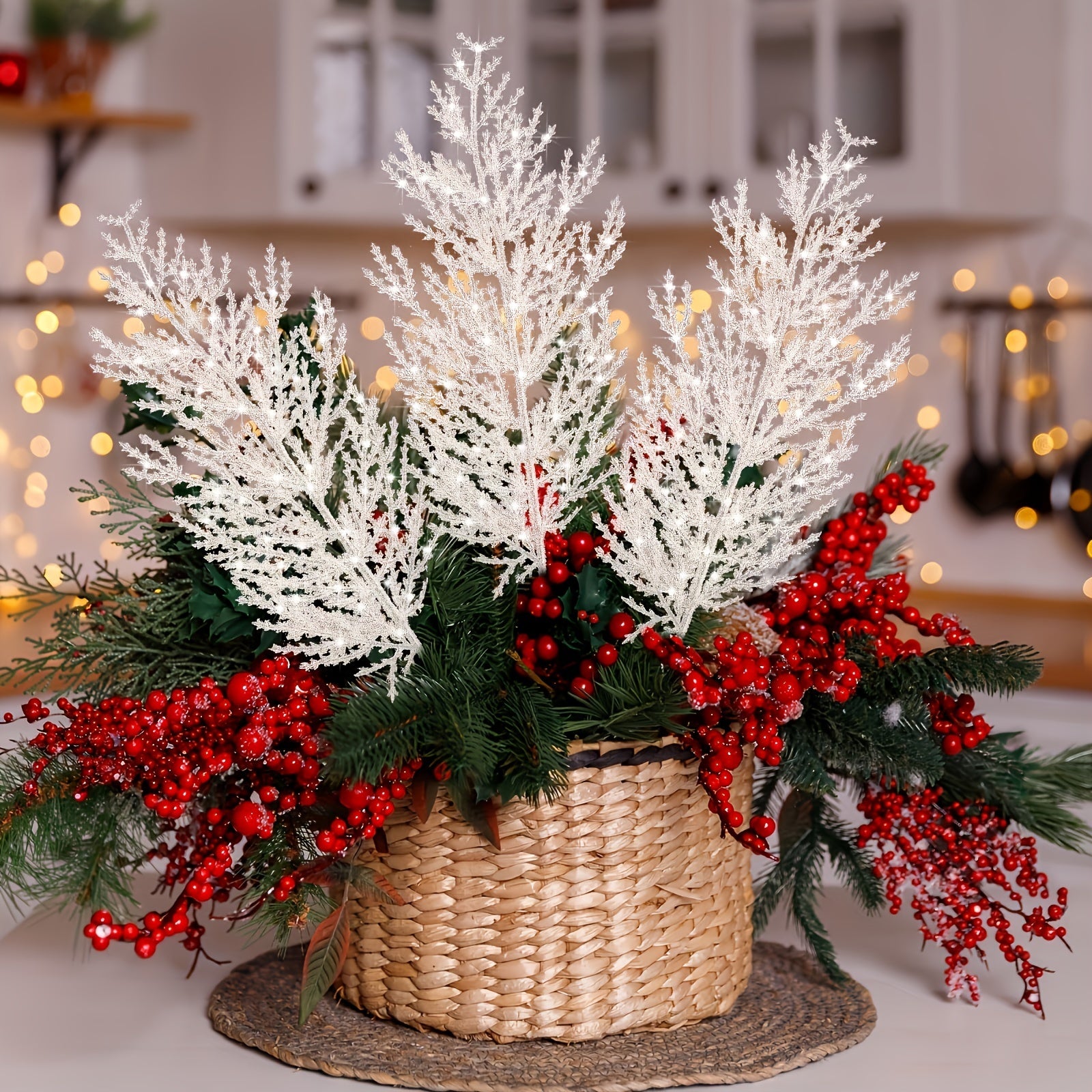 White Pine Branches for Christmas Decor No Electricity or Batteries Seasonal Floral Arrangements