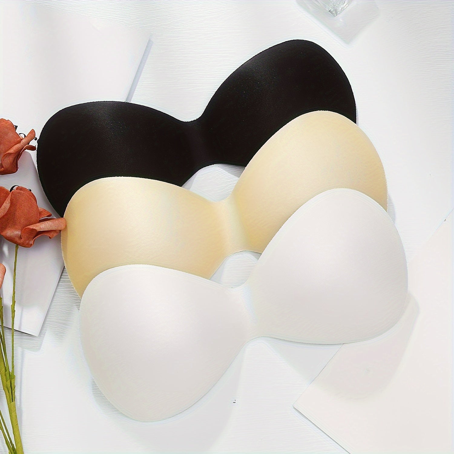 Set of 3 Women's Cotton Breathable One-Piece Bra Pads for Underwear