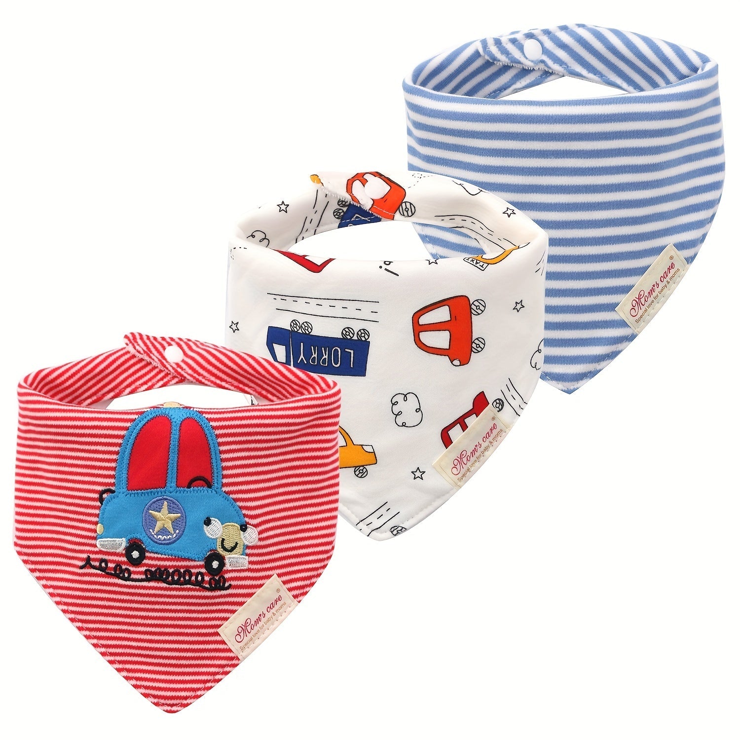 Baby Bibs and Saliva Towels Set for Toddlers with Adjustable Neck Bib and Cartoon Embroidery