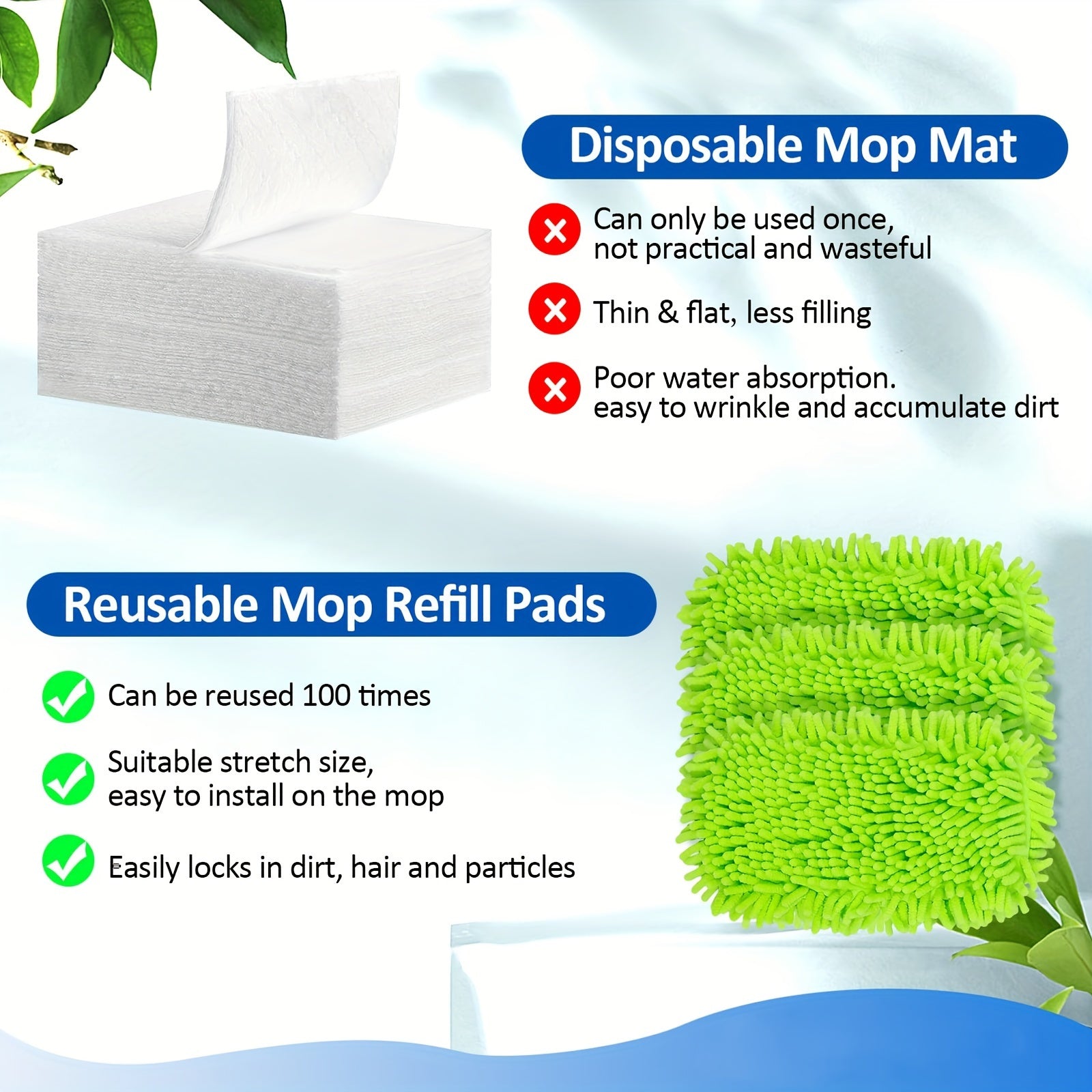 Microfiber Mop Pads Reusable Washable for Swiffer Sweeper, Super Absorbent