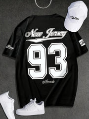 Erkaklar uchun plussiz rangli blokli futbolka, raqamli bosma, nafas oladigan tez quriydigan mato. Ko'cha uslubidagi tasodifiy yumshoq bo'yinli qisqa yengli ko'ylak.