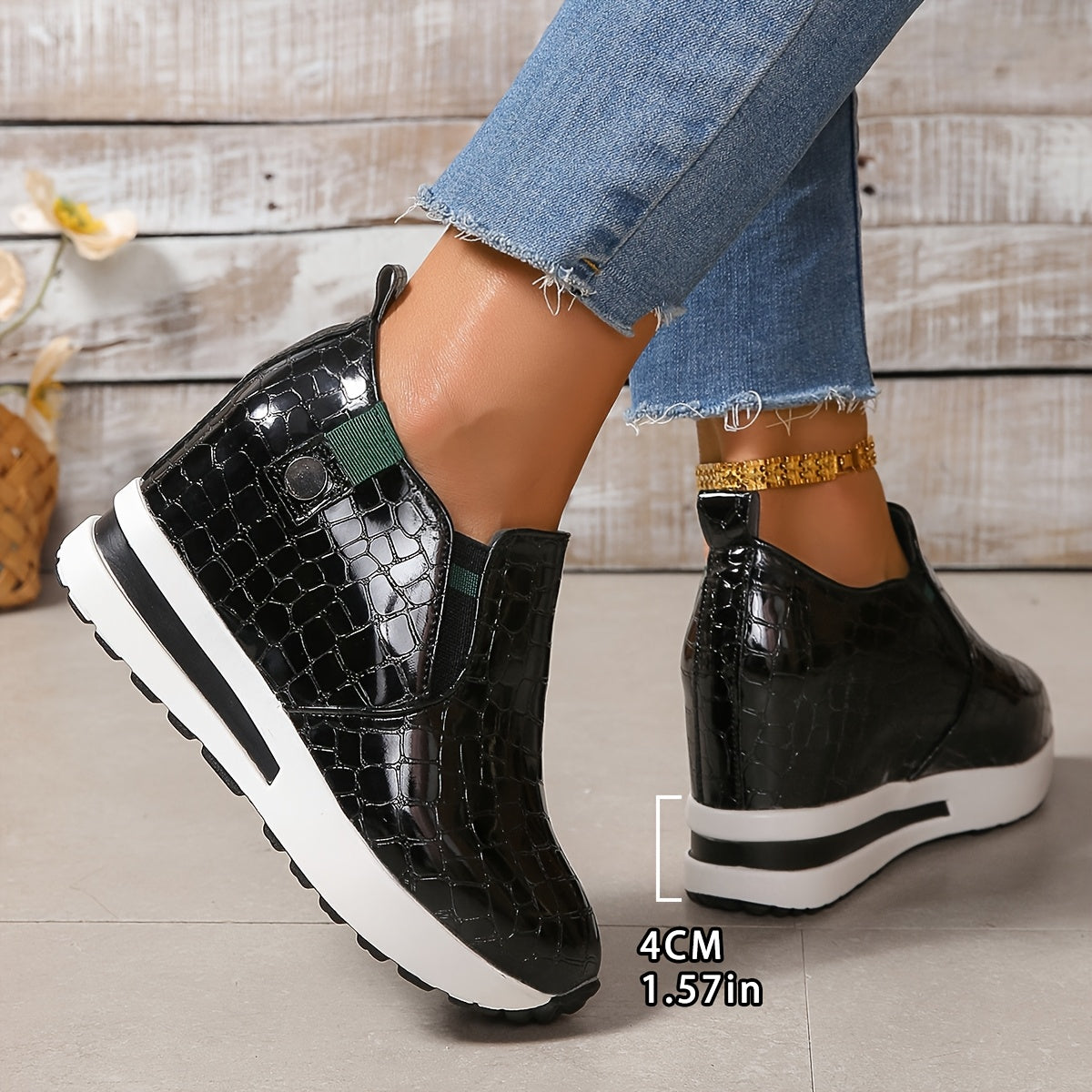 Women’s Casual Slip-On Sneakers Faux Low-Top Walking Shoes Rubber Sole