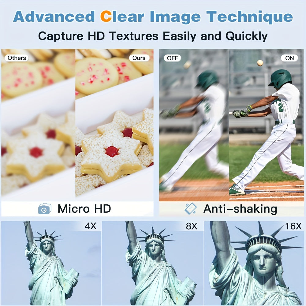 4K Ultra HD Digital Camera with 48MP Auto-Focus 16X Zoom 180° Flip Screen Black