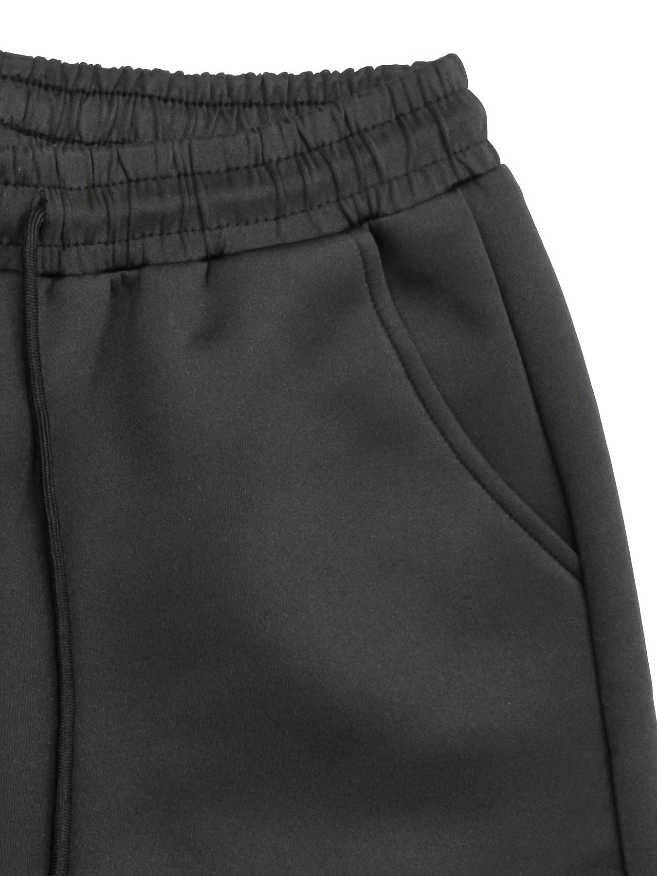 Men's Black Polyester Bomber Jacket and Jogging Pants Set with Letter Embroidery