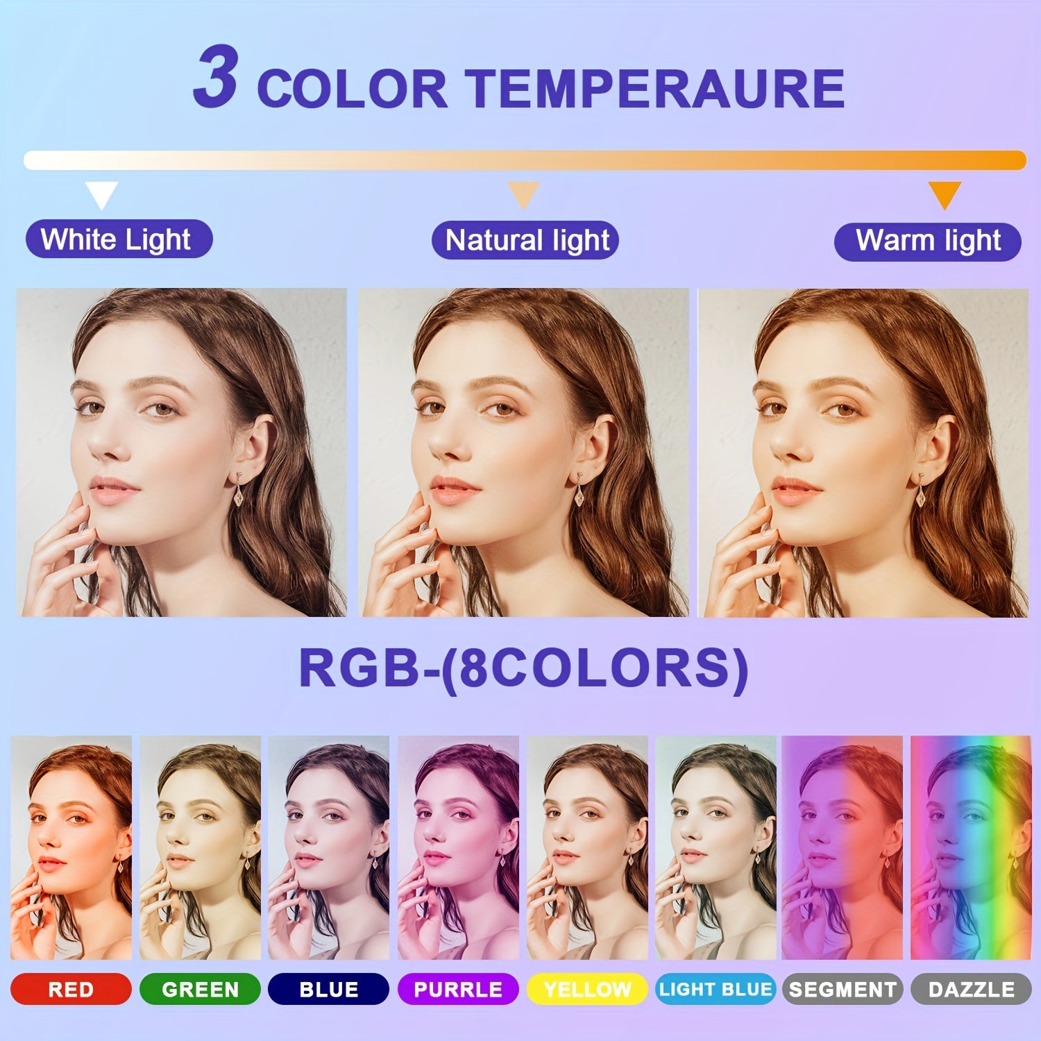 25.4cm LED Selfie Ring Light with Adjustable Stand for Live Streaming Photography and Makeup