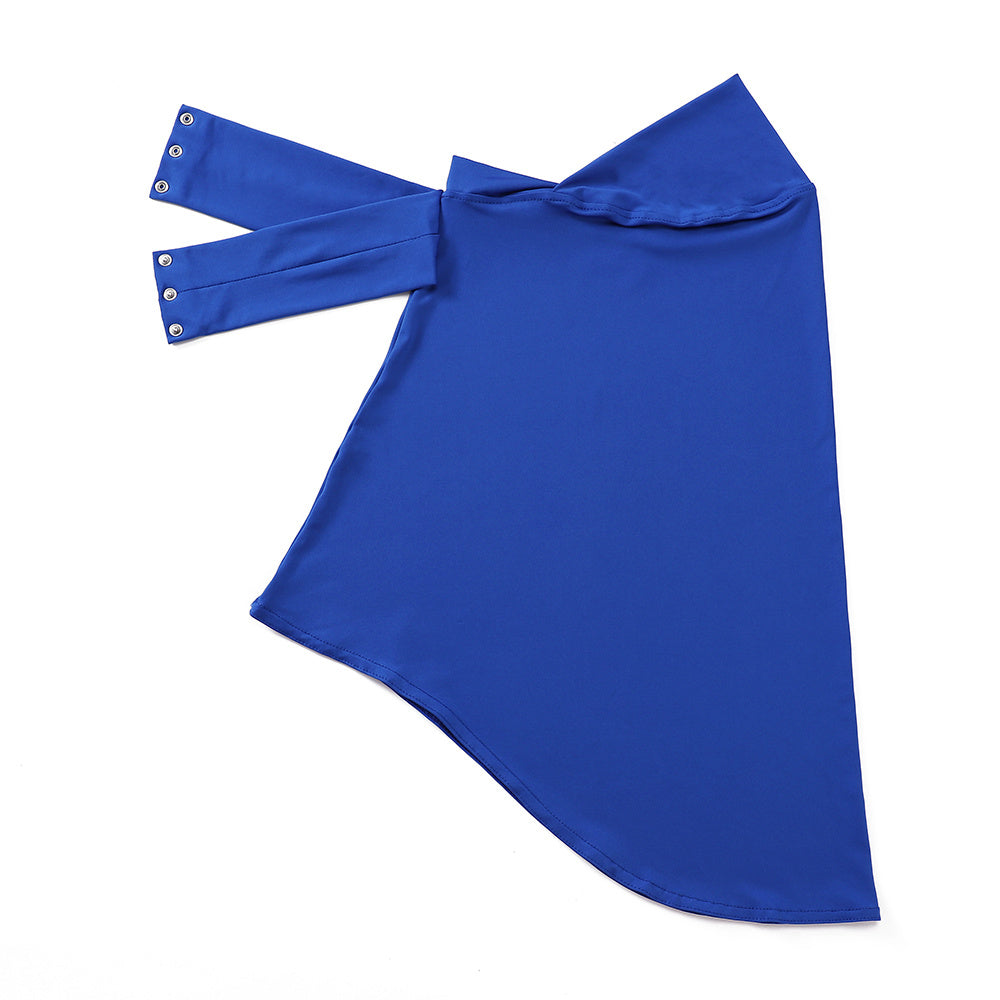 Ayollar uchun polyester sport hijabi, tugma bilan bosilgan chin qopqog'i va to'liq boshqovak, bir xil rangda