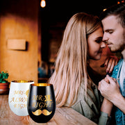 Juego de 2 copas de vino para bodas para parejas, Siempre Correcto y Señor Correcto Señora Correcta