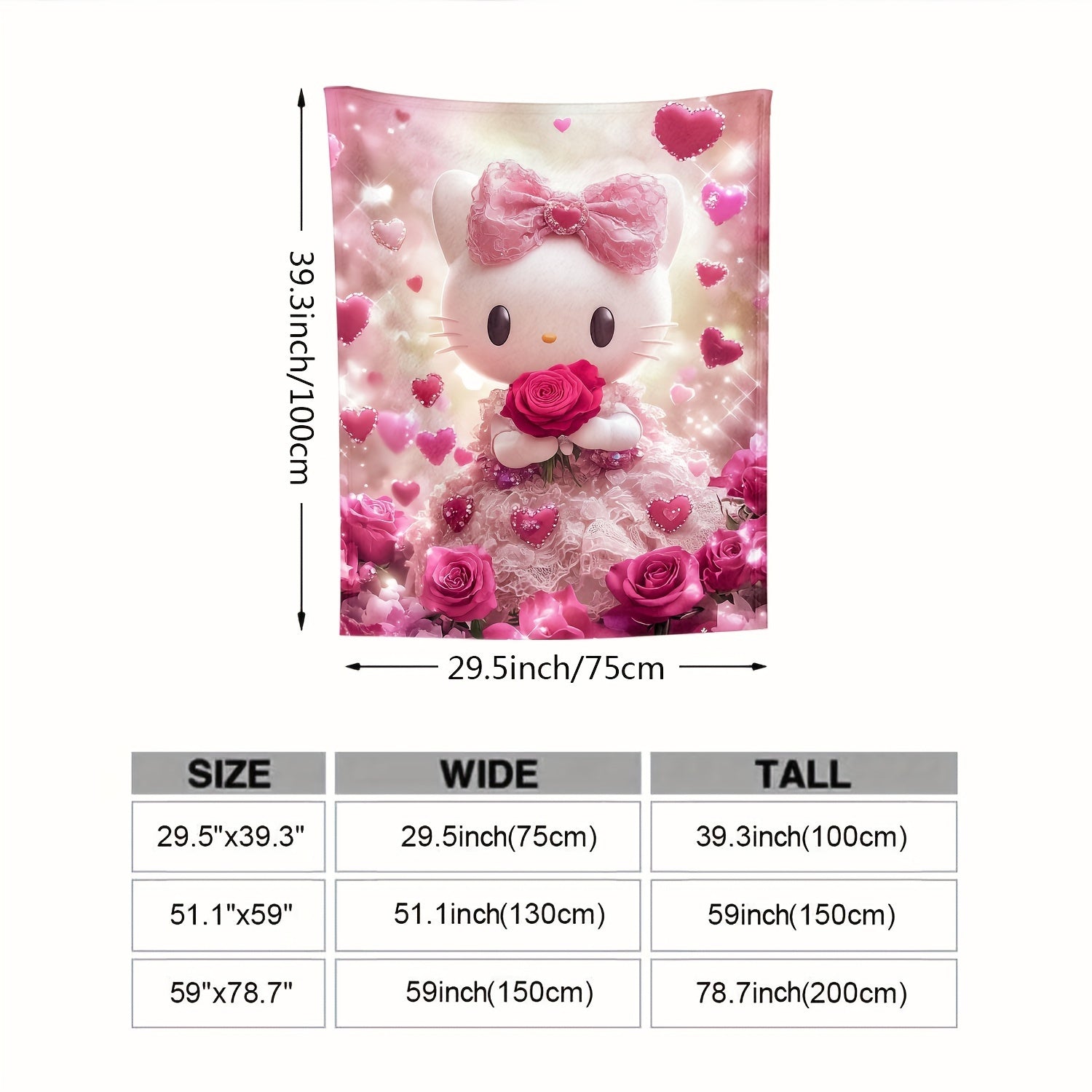 Hello Kitty Print Throw Blanket Soft Lightweight Couch Bed Travel Camping