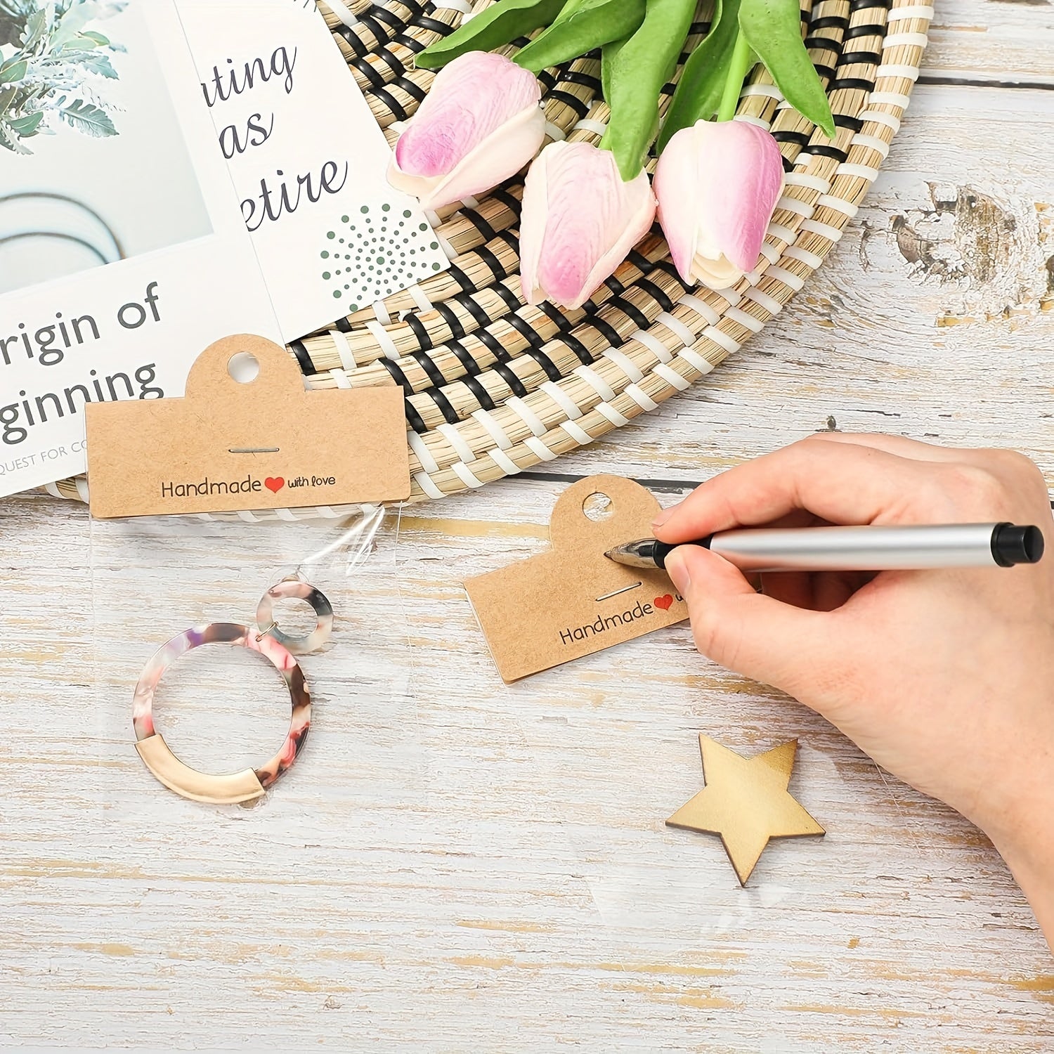 Set de embalaje para joyería de 100 piezas con bolsas transparentes y tarjetas de exhibición para pulseras, pendientes y manualidades