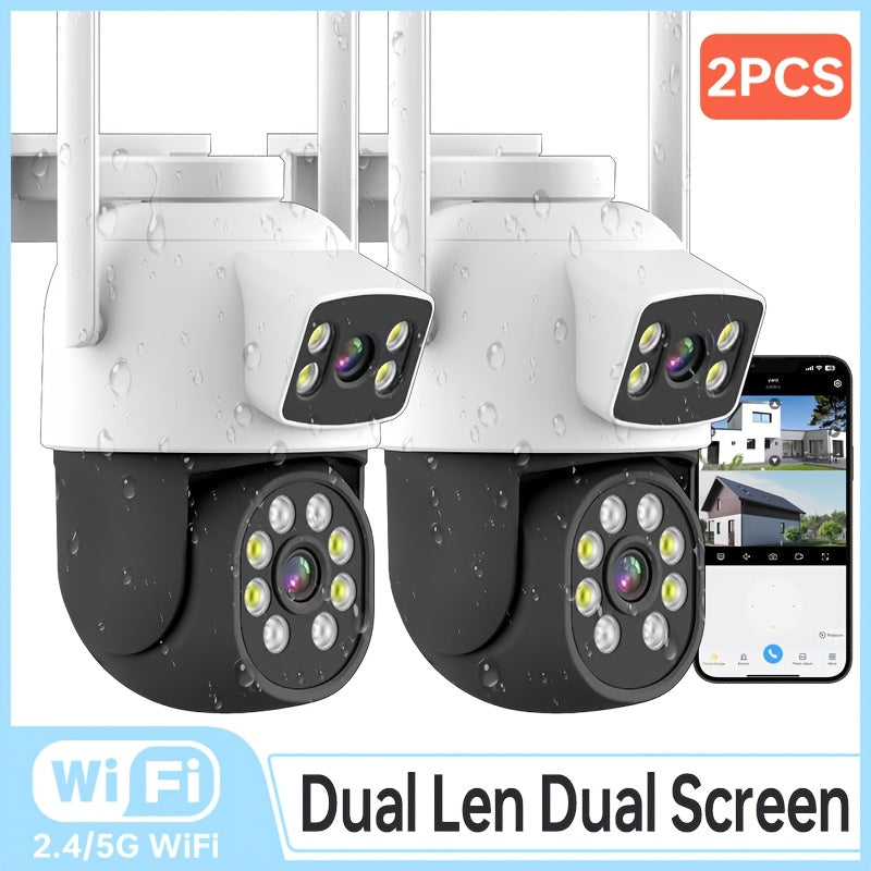 4MP Dual Lens Wireless Security Camera with 360° Pan/Tilt Night Vision Two-Way Audio Waterproof