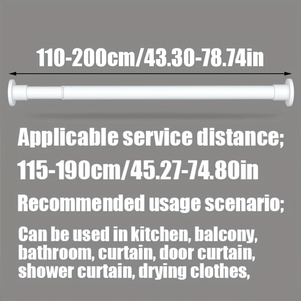 Moslashuvchan Rustproof Metal Curtain Rod Uzaytiradigan G'ichqichli Tension uchun Hammom, shkaf, deraza, eshik