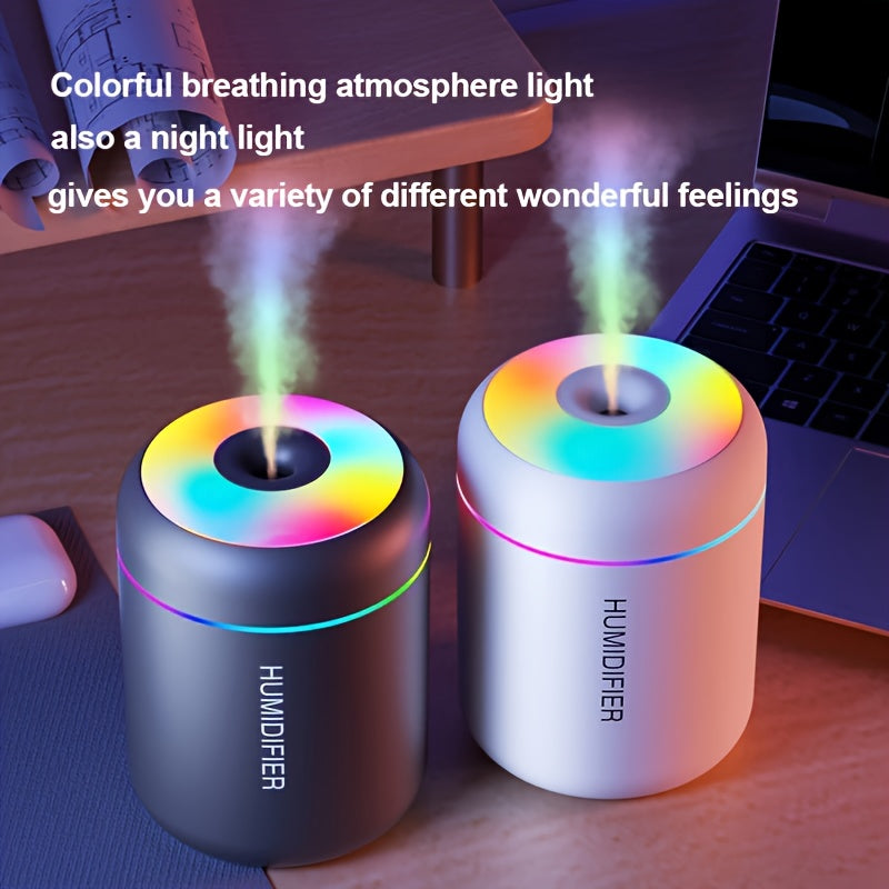 Mini USB Humidifier with Colorful Ambient Lighting Quiet Operation for Desk Car Office