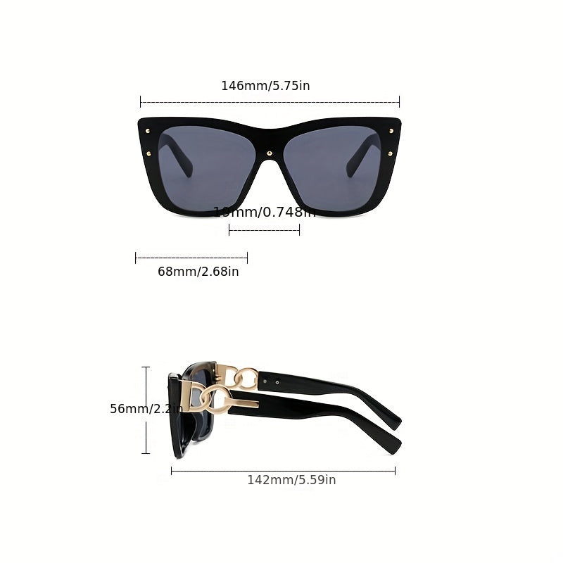 Oversized Cat Eye Sunglasses for Women Gradient Lens Metal Frame Beach Party