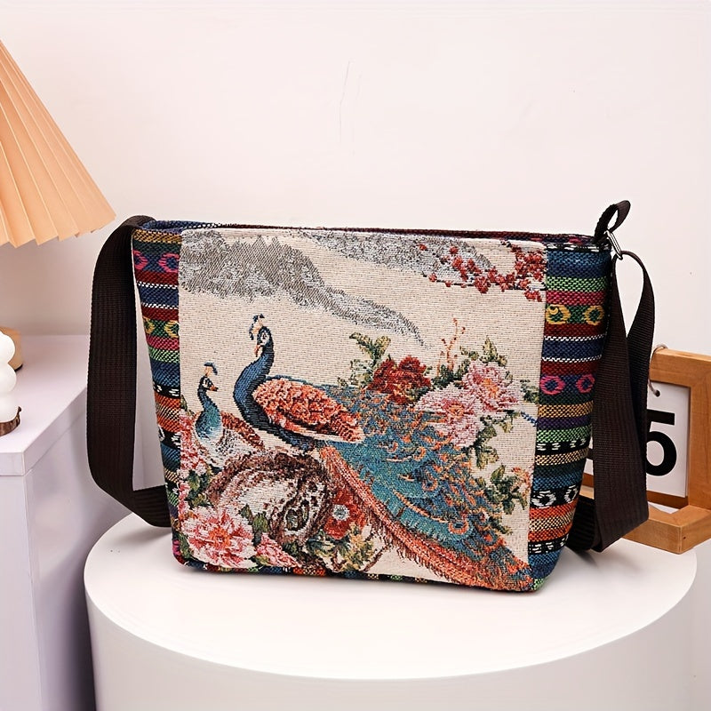 Multicolor Elephant Crossbody Bag for Women with Adjustable Strap and Zipper Closure