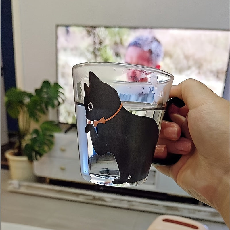 8.8oz Cat Glass Mug Heat Cold Resistant Reusable Animal Print Coffee Tea Cup