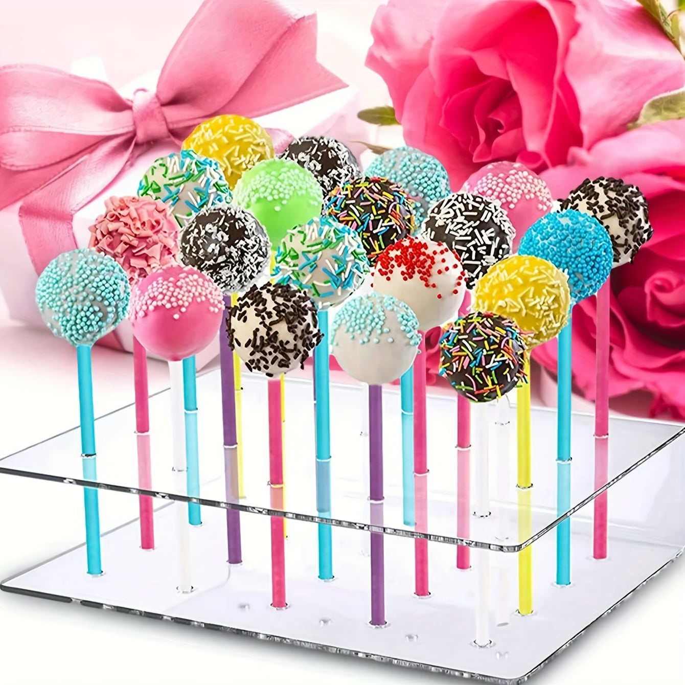 Acrylic White Cake Pop Stand for Weddings, Showers, Birthday Parties