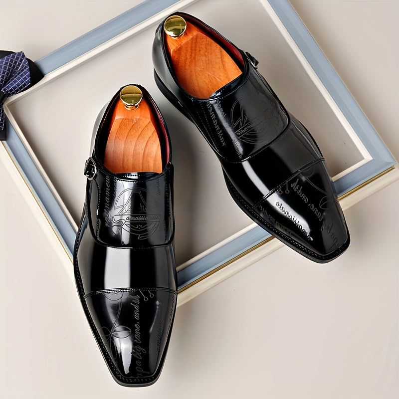 Men's Casual Shoes Large Size Buckle Design Solid Color Leather Comfortable All-Season