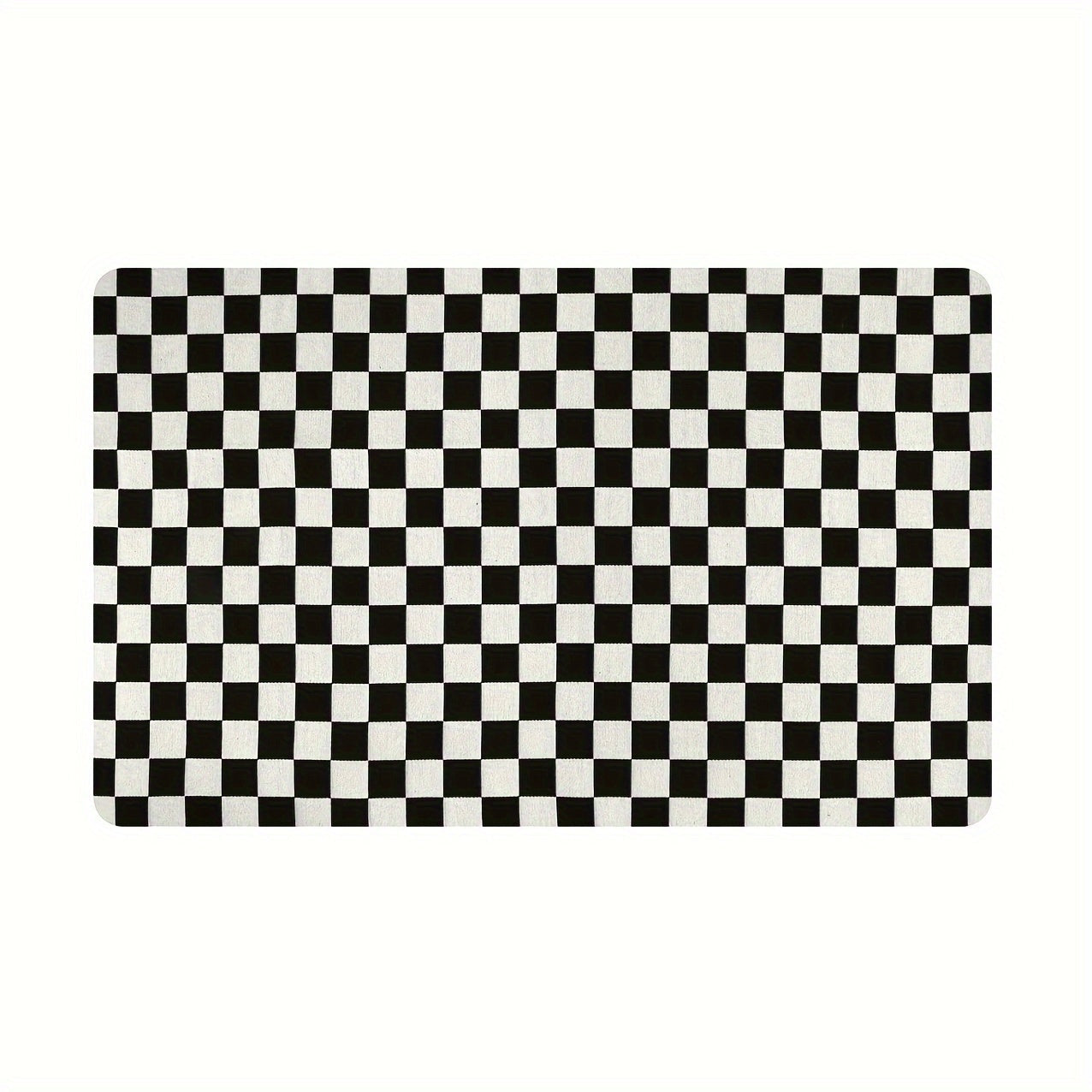 Black and White Checkered Carpet Non-Slip Polyester Indoor Floor Mat