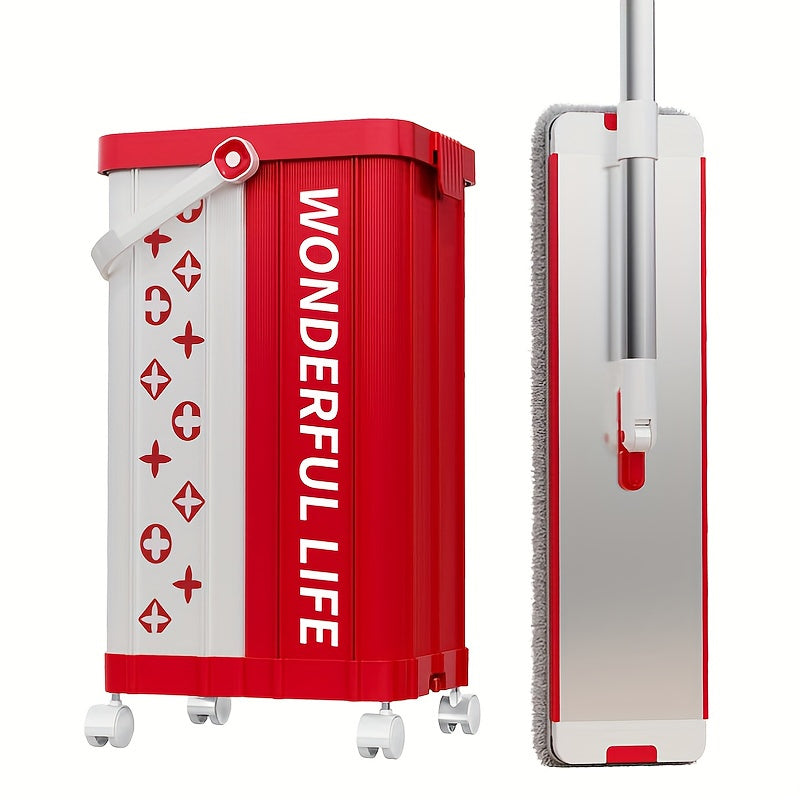 Mopa de algodón 2 en 1 de acero inoxidable con ruedas para limpieza de suelos húmedos y secos