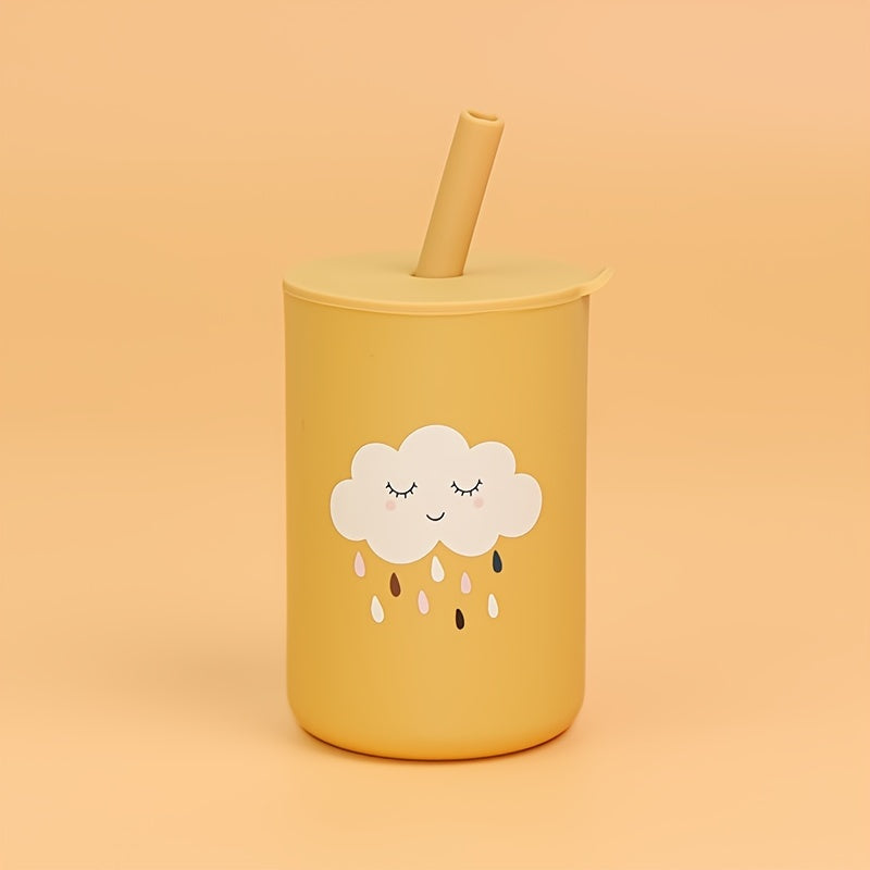 Vaso de silicona para niños de 6 oz con pajilla y tapa, libre de BPA, apto para lavavajillas, apto para microondas, en varios colores