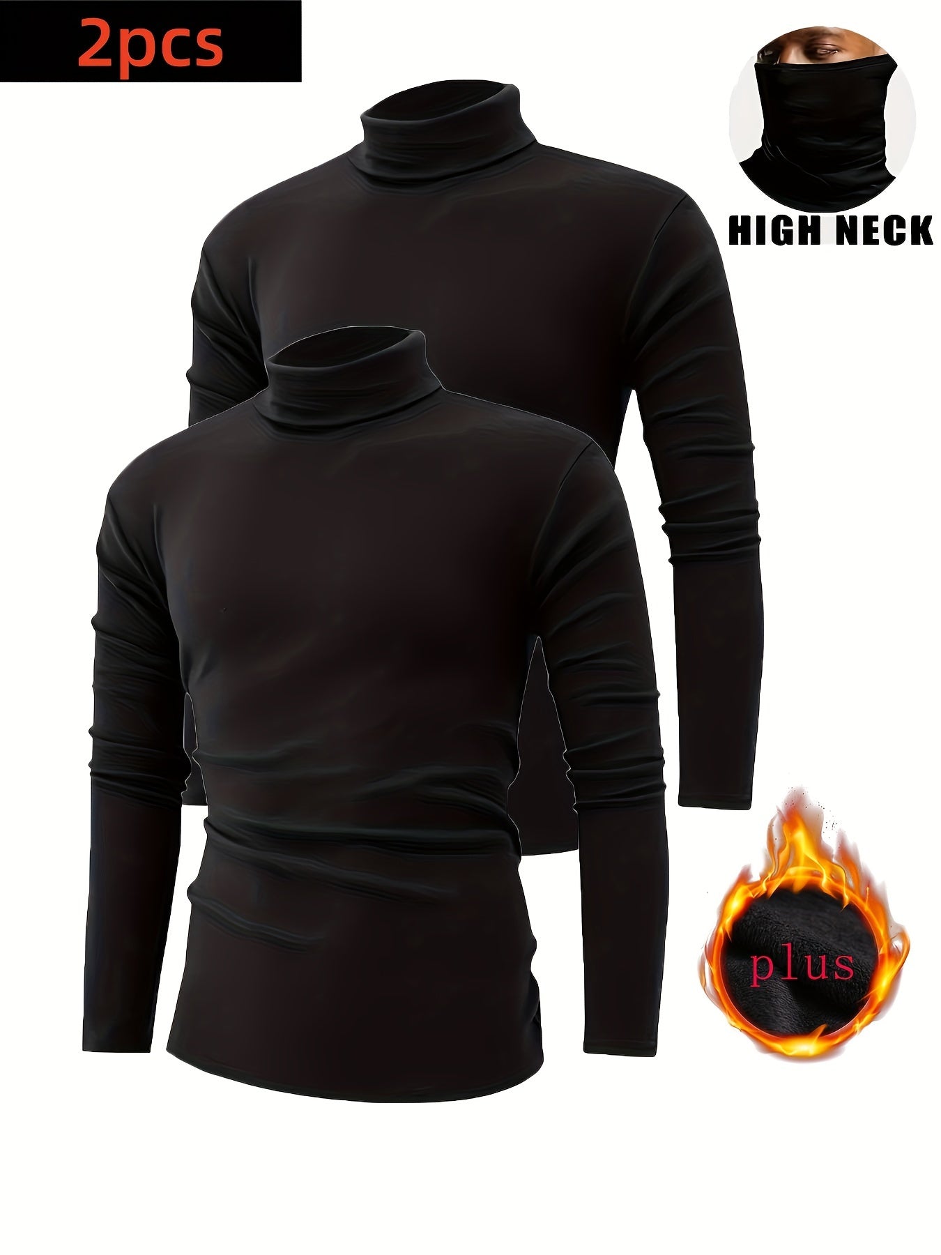 Camiseta térmica de cuello alto para hombre, forrada de felpa, capa base de manga larga para correr, entrenamiento, otoño e invierno